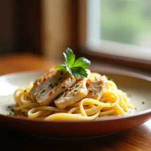 Pasta cremosa con pollo